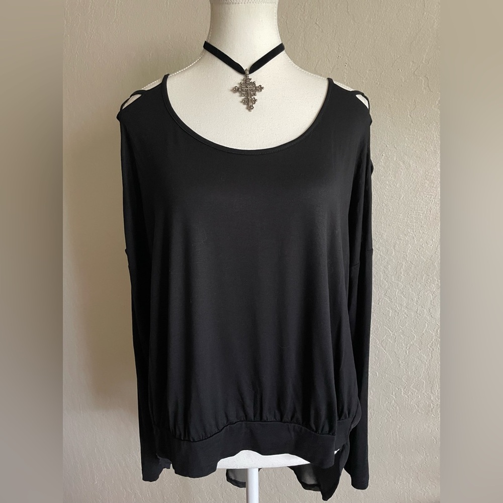 Whimsygoth cold shoulder long sleeve top